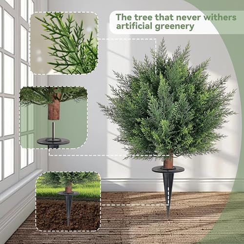 23 Inch Artificial Cypress Topiary Outdoor Plants 2 Pack