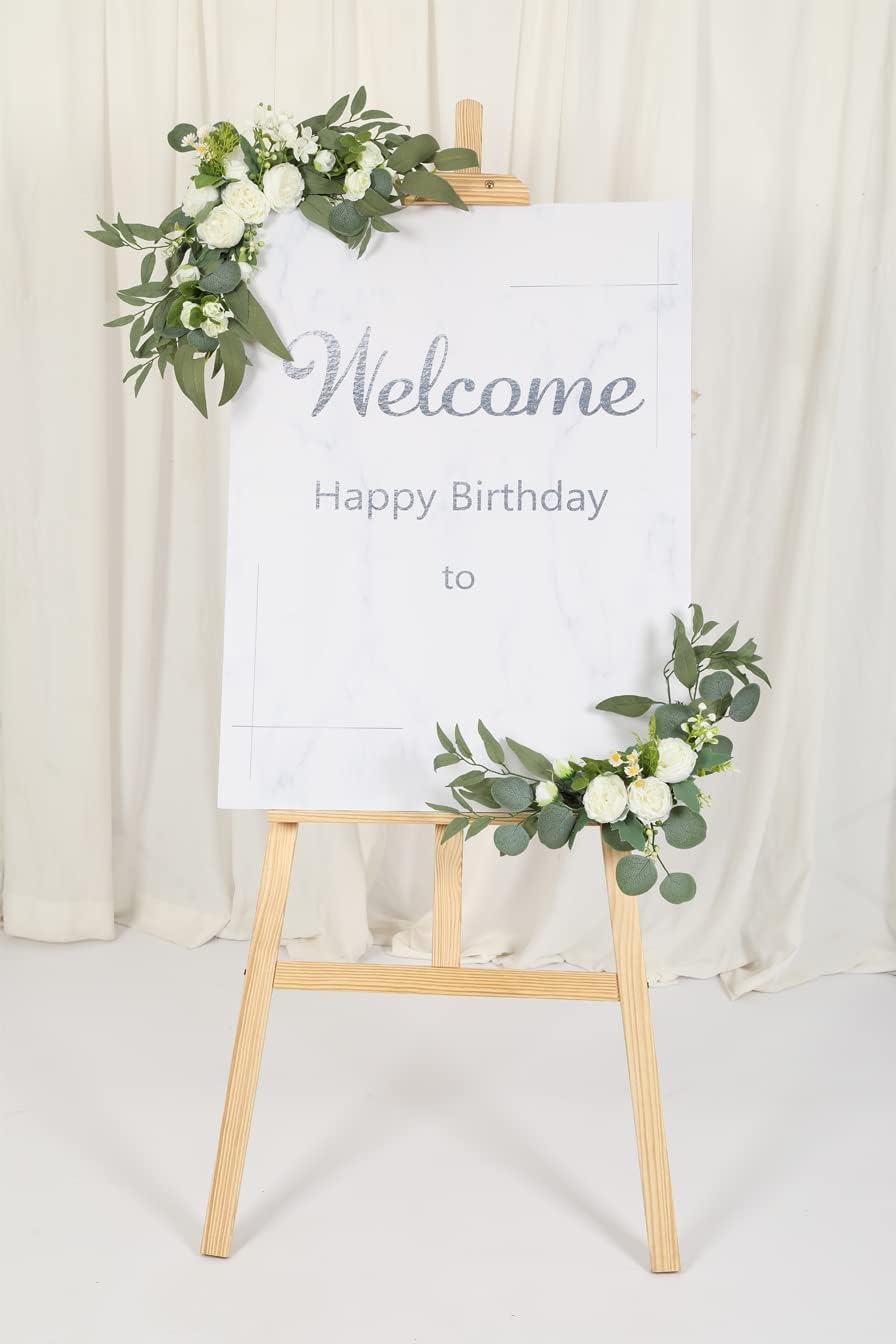 HW Artificial Wedding Arch Flowers 2pcs Willow Leaves Peony White