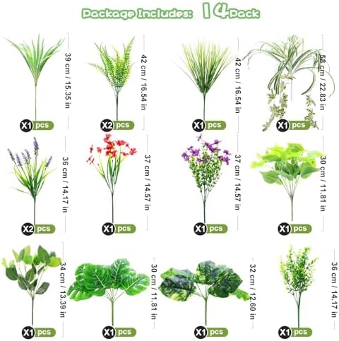 14 Bundles Artificial Plants Outdoor Greenery
