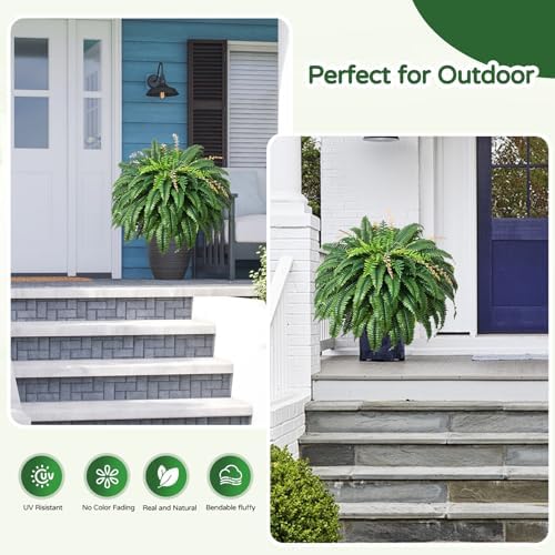 49 Inch Artificial Ferns Set of 2 128 Leaves Each UV Resistant