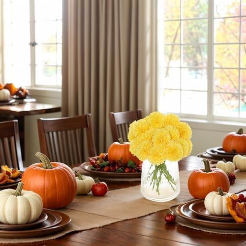 Kimuras Cabin 20Pcs Artificial Yellow Chrysanthemum Flowers