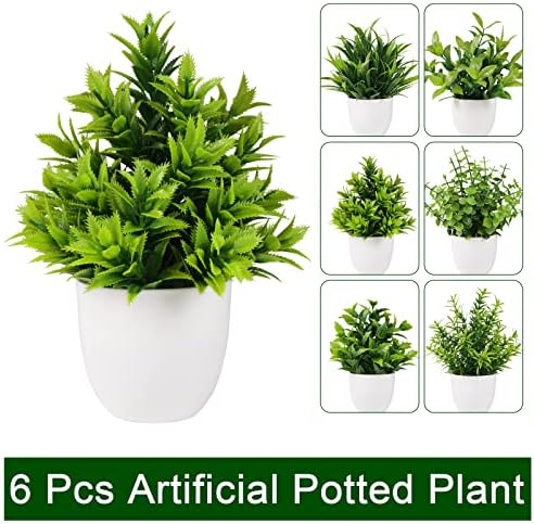 Yoratee Artificial Plant 6PCS Indoor Faux Greenery Decor