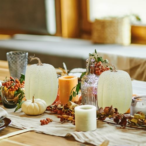 Winlyn 2 Pcs Large Artificial Pumpkins Fall Decor