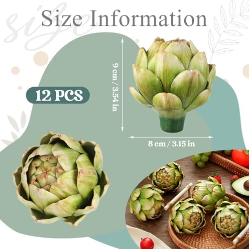 Timgle 12 Pcs Green Artificial Artichokes Decor Set
