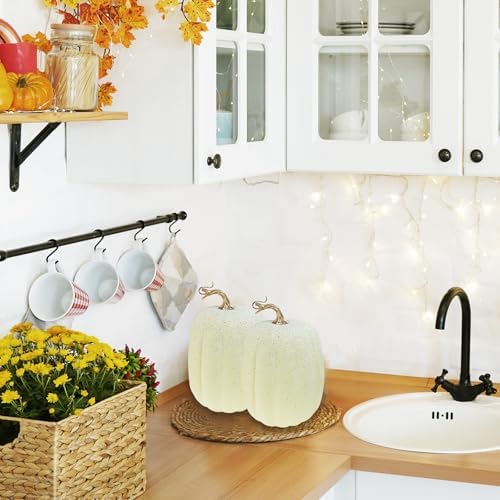 Winlyn 2 Pcs Large Artificial Pumpkins Fall Decor