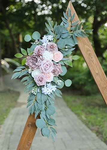 Udoula Dusty Rose Flowers Wedding Arch Swags Set of 2