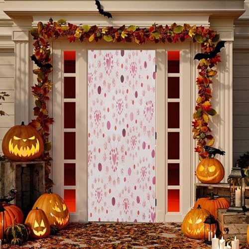 Susiyo Pink Romantic Halloween Door Cover 32x79 in