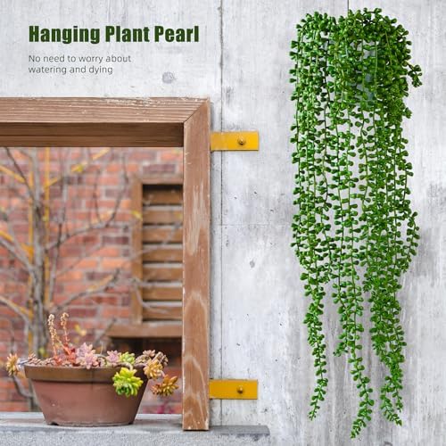 3PCS Artificial Succulents Hanging Plants 275 Inch Fake String of Pearls
