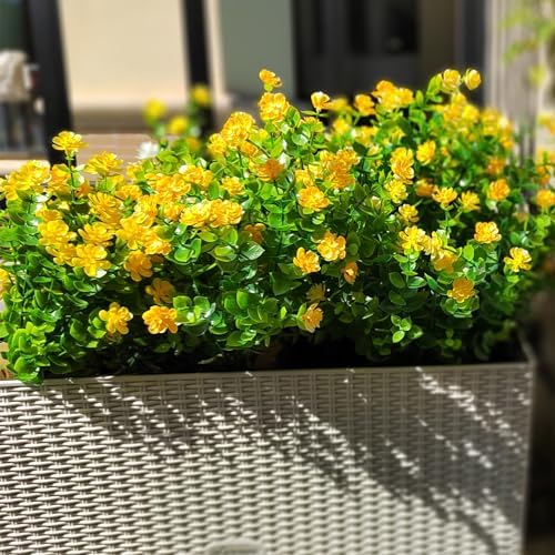 12 Bundles Artificial Flowers for Outdoor Use Yellow