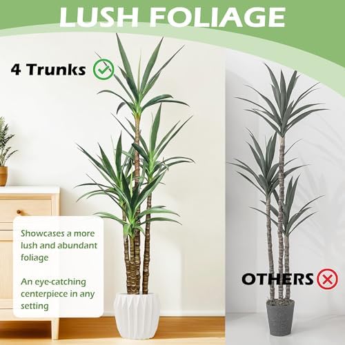 Koretech Artificial Trees 48ft Faux Agave Plants 4 Trunks with Pot