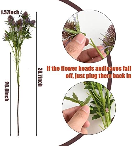 HUIANER 2 Stems Artificial Thistle Flowers Purple