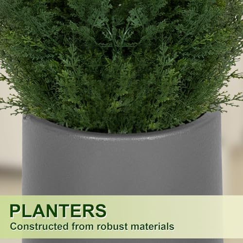 Artificial Cedar Topiary Trees 3FT Set of 2 with Gray Planter