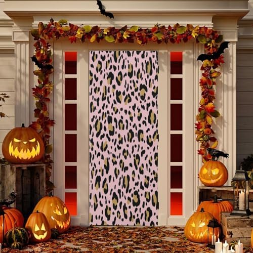 Susiyo Faux Leopard Skin Halloween Door Cover 32x79 in