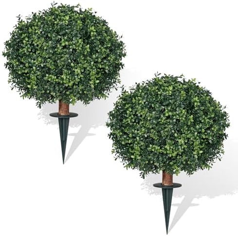 Artificial Boxwood Topiary Ball Trees 2-Pack