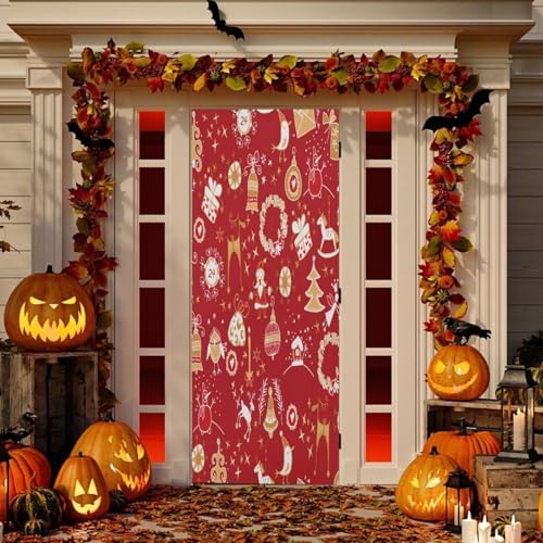 Susiyo Xmas Winter Halloween Door Cover 32x79 in