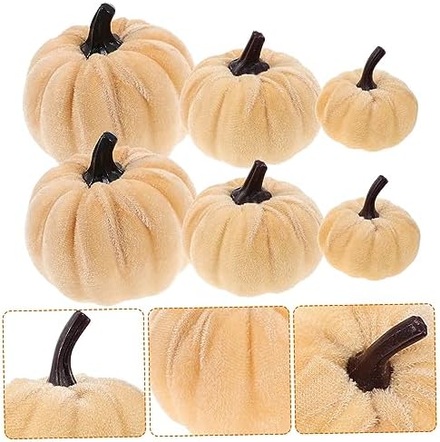 6pcs Artificial Pumpkins for Halloween Decor and Fall Centerpieces
