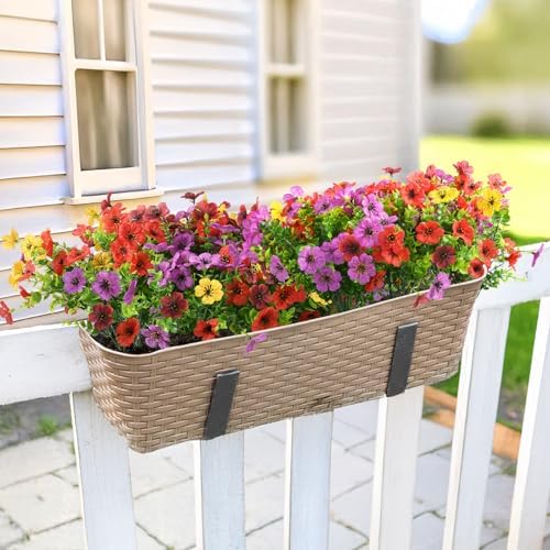 Hommyea Artificial Flowers 12 Bundles UV Resistant Outdoor Decor