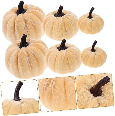 LIFKOME 6Pcs Artificial Pumpkins Halloween Decor
