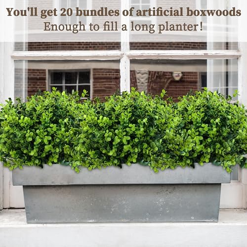 20 Bundle Artificial Boxwood Plants for Decor