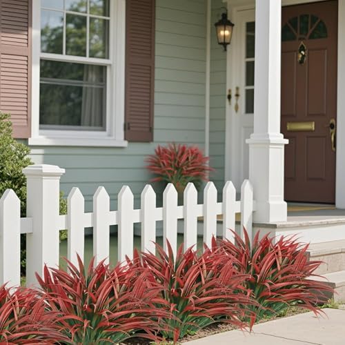 Ouddy Decor 20 Pcs Fake Outdoor Plants Set Red