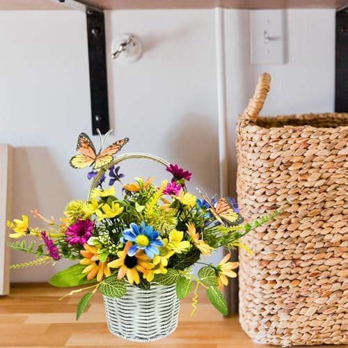 Spring Summer Floral Arrangement Centerpiece with LED Lights