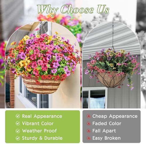 Waipfaru Artificial Flowers Outdoor Set 12 Bundles UV Resistant