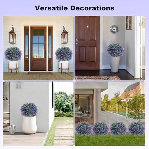 Set of 2 Artificial Lavender Boxwood Topiary Faux Shrubs