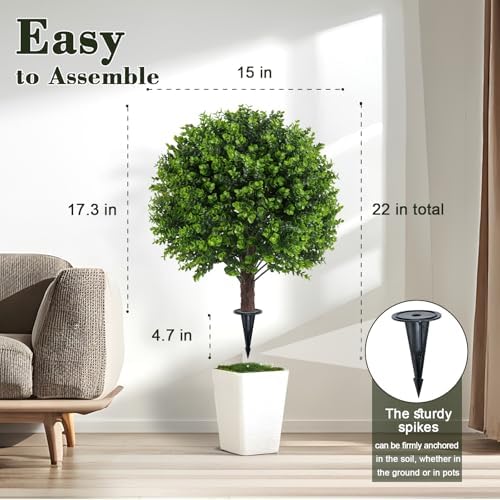 Chillchard Artificial Boxwood Topiary Outdoor 2 Pack Faux Shrubs