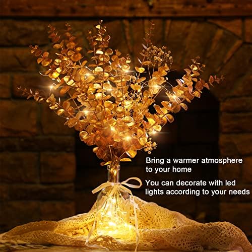 Waydress 12 Piece Gold Eucalyptus Spray Artificial Flower Decor