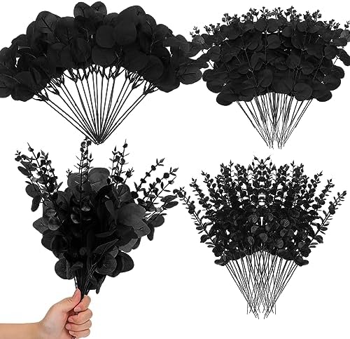 Giegxin 90 Pcs Artificial Eucalyptus Stems Black