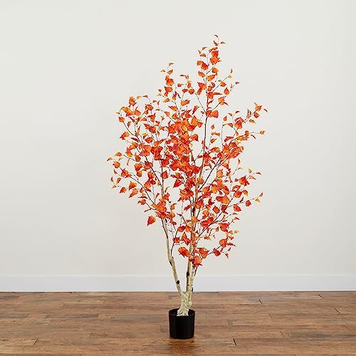 Nearly Natural 6ft Autumn Birch Artificial Fall Tree