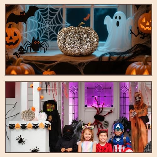 DomeStar Gold Glitter Artificial Pumpkin Fall Decor