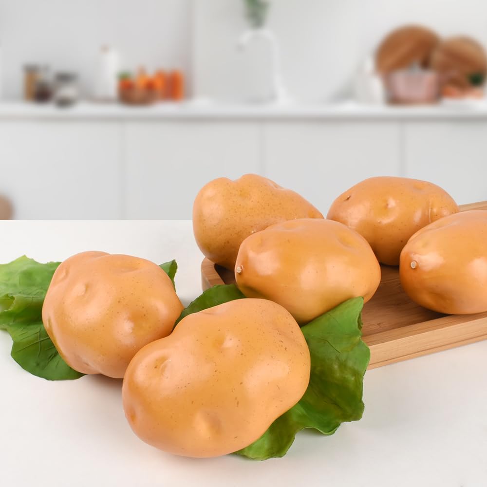 HUIANER Artificial Potatoes 6PCS for Home Kitchen Decor Photography