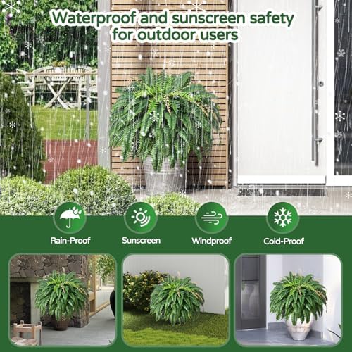 49 Inch Artificial Ferns Set of 2 128 Leaves Each UV Resistant