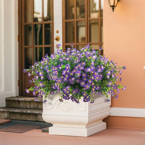 Grunyia Outdoor Artificial Flowers UV Resistant Fade Proof 12 Pack