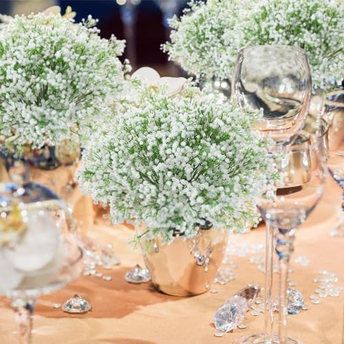 Janinka 100 Pcs Artificial Baby Breath Flowers White