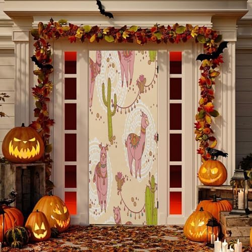 Susiyo Cute Doodle Alpaca Halloween Door Cover