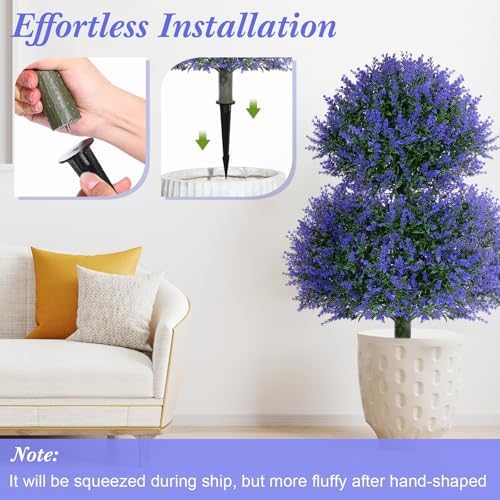 Yunlly 2 Set 28 Inch Faux Lavender Topiaries