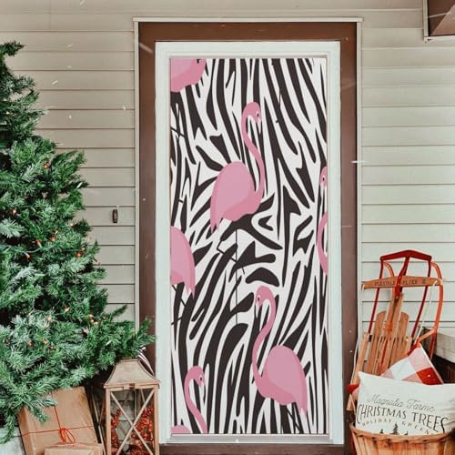Susiyo Flamingos Zebra Halloween Door Cover 32x79 in