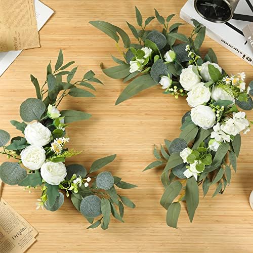 HW Artificial Wedding Arch Flowers 2pcs Willow Leaves Peony White