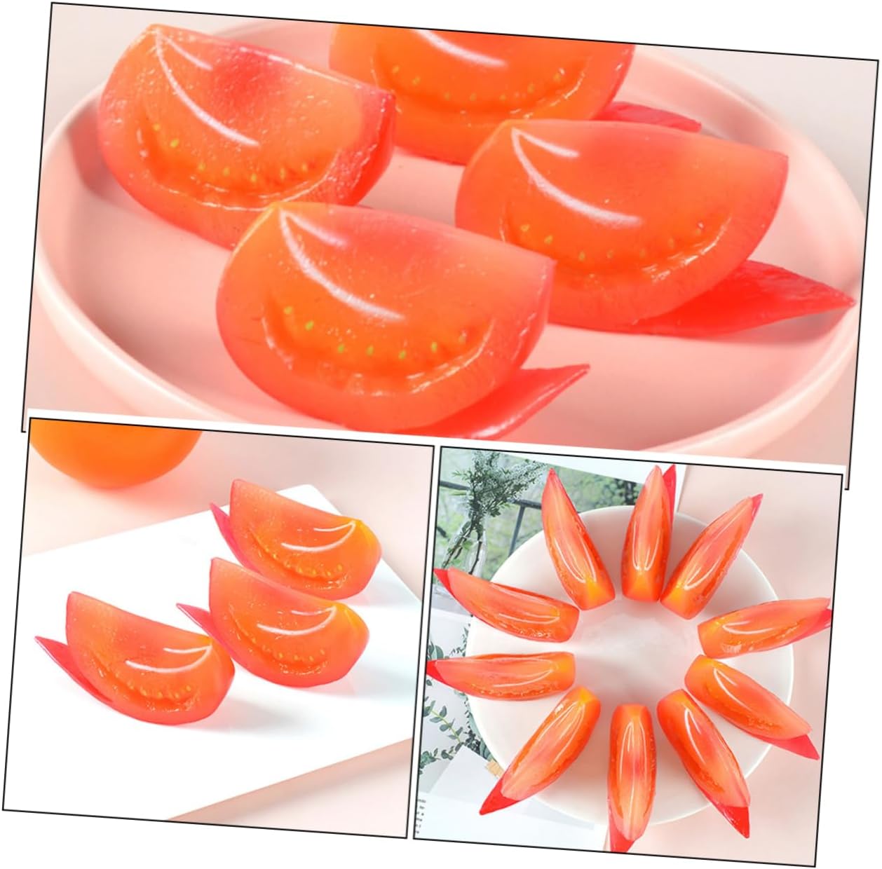 4pcs Lifelike Fake Tomato Slice Models for Home Decor