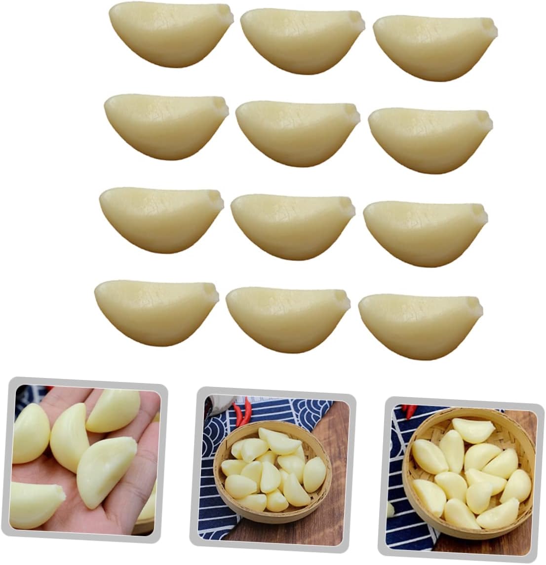 Cabilock 12pcs Artificial Garlic Flakes for Decor and Education