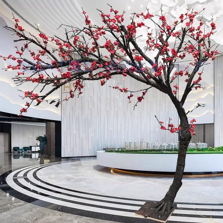 Red Artificial Plum Blossom Tree 1mx08m