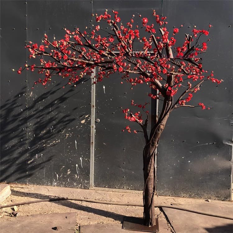Artificial Red Plum Blossom Tree for Home Decor 1mx08m
