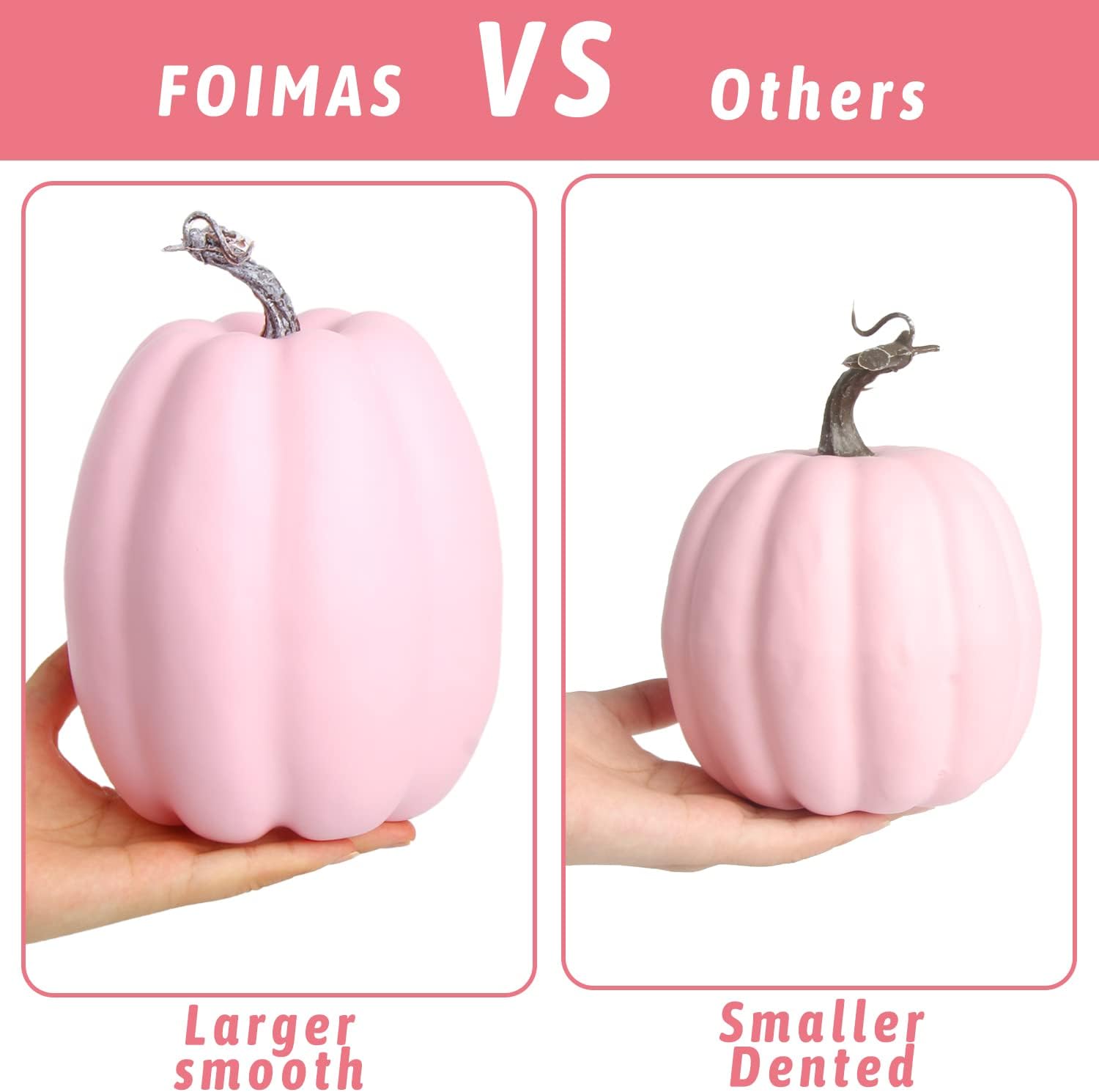 FOIMAS 8pcs Pink Artificial Pumpkins Fall Decor