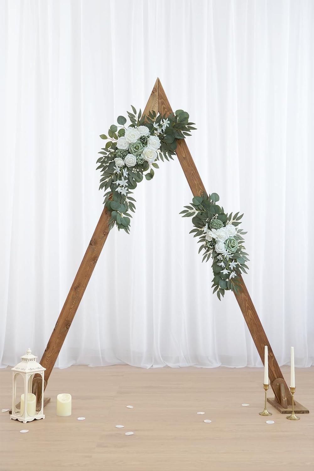 Olalaka 2-Pack Sage Green White Wedding Flower Swag Set