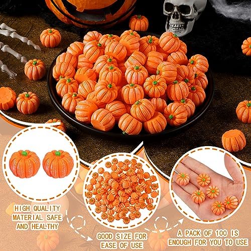 Sasylvia 100 Fall Mini Resin Pumpkins for Thanksgiving Decor