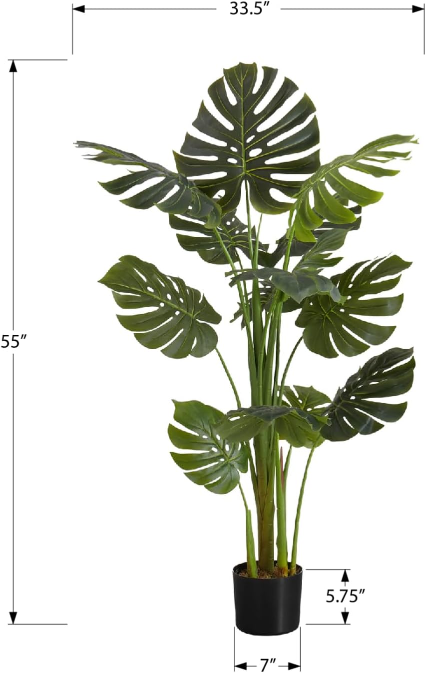 Monarch Specialties I 9548 Artificial Monstera Plant 55 Tall