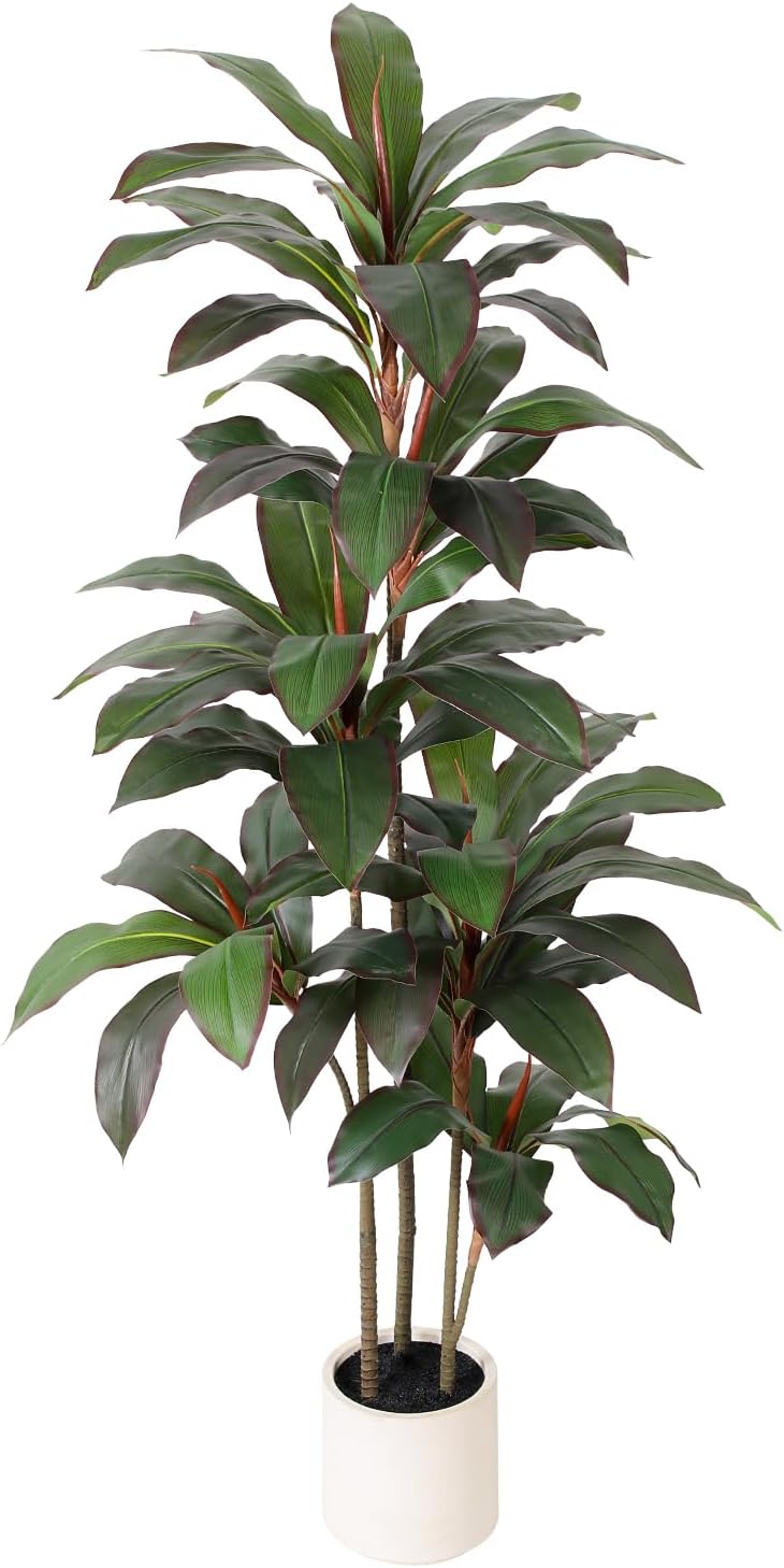 YEPDIN Artificial Dracaena Tree 5FT with White Planter