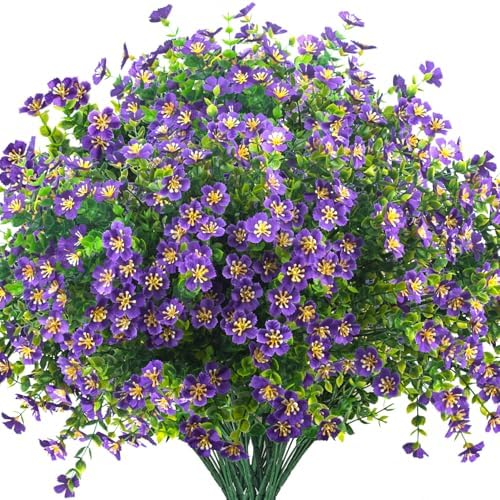 Grunyia Outdoor Artificial Flowers UV Resistant Fade Proof 12 Pack